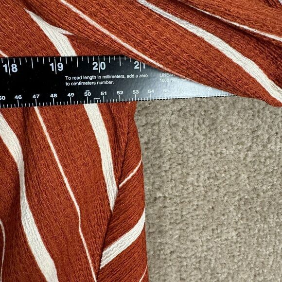 Anthropologie Elodie Top Womens Medium M Terra Cota Striped Off Shoulder Blouse‎ - Picture 7 of 12
